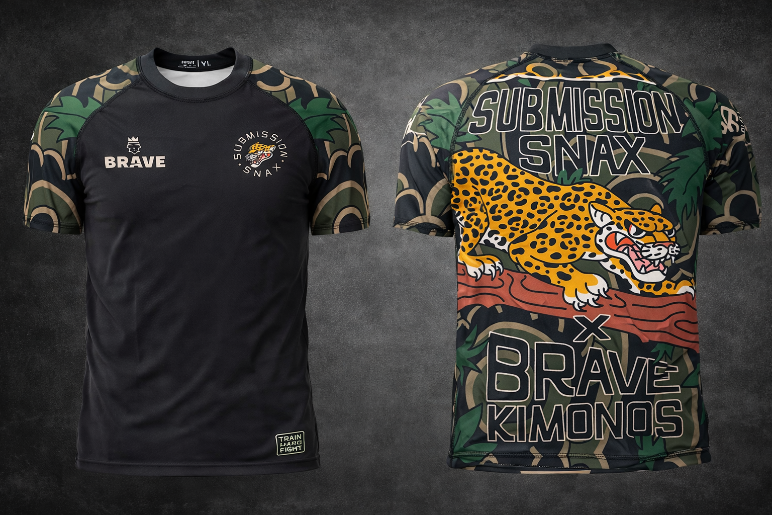 Brave Kimonos X Submission Snax  Jaguar Rash Guard KIDS
