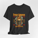 Graphic Tee — 'Brave Kimonos' Flaming Skull Design, Fight the Noise Band Shirt