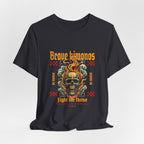 Graphic Tee — 'Brave Kimonos' Flaming Skull Design, Fight the Noise Band Shirt