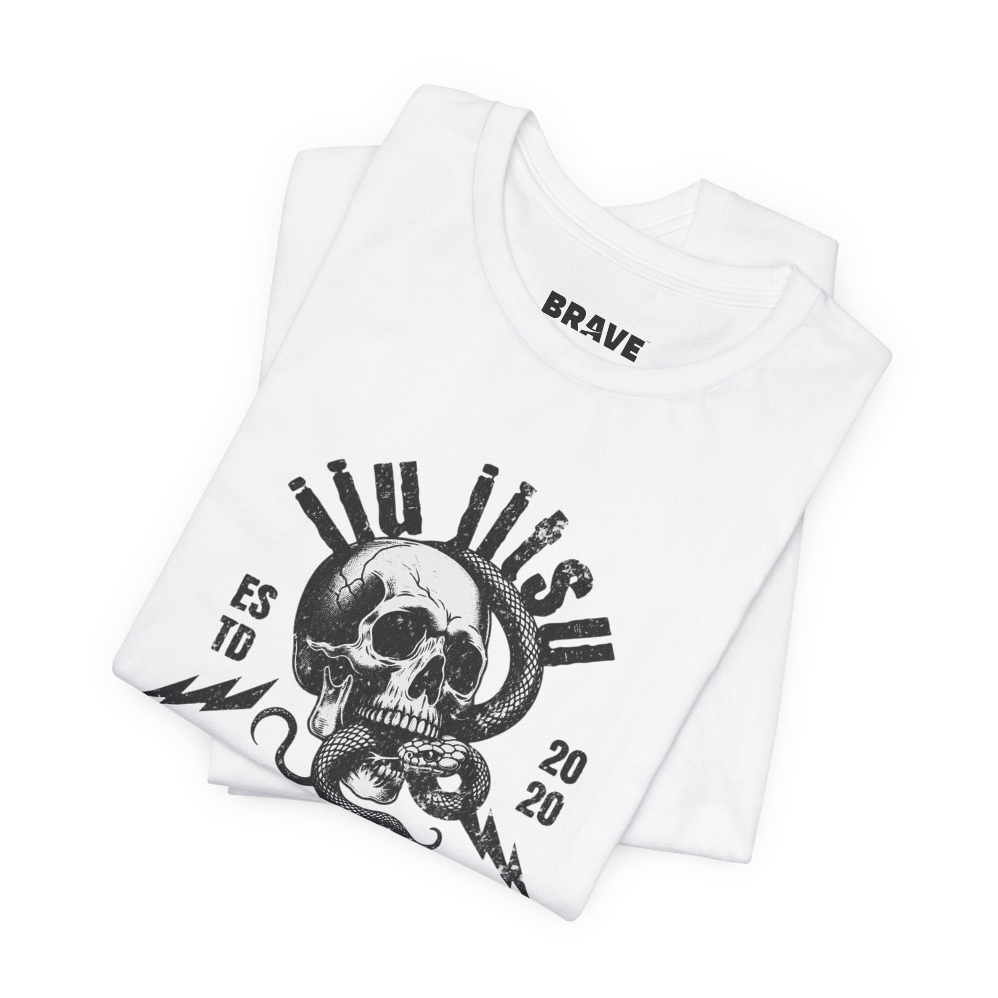 Brave Skull & Snake Tee — Vintage Motorcycle Rock Graphic T-Shirt