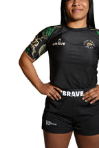 Brave Kimonos X Submission Snax  Jaguar Rash Guard short sleeve