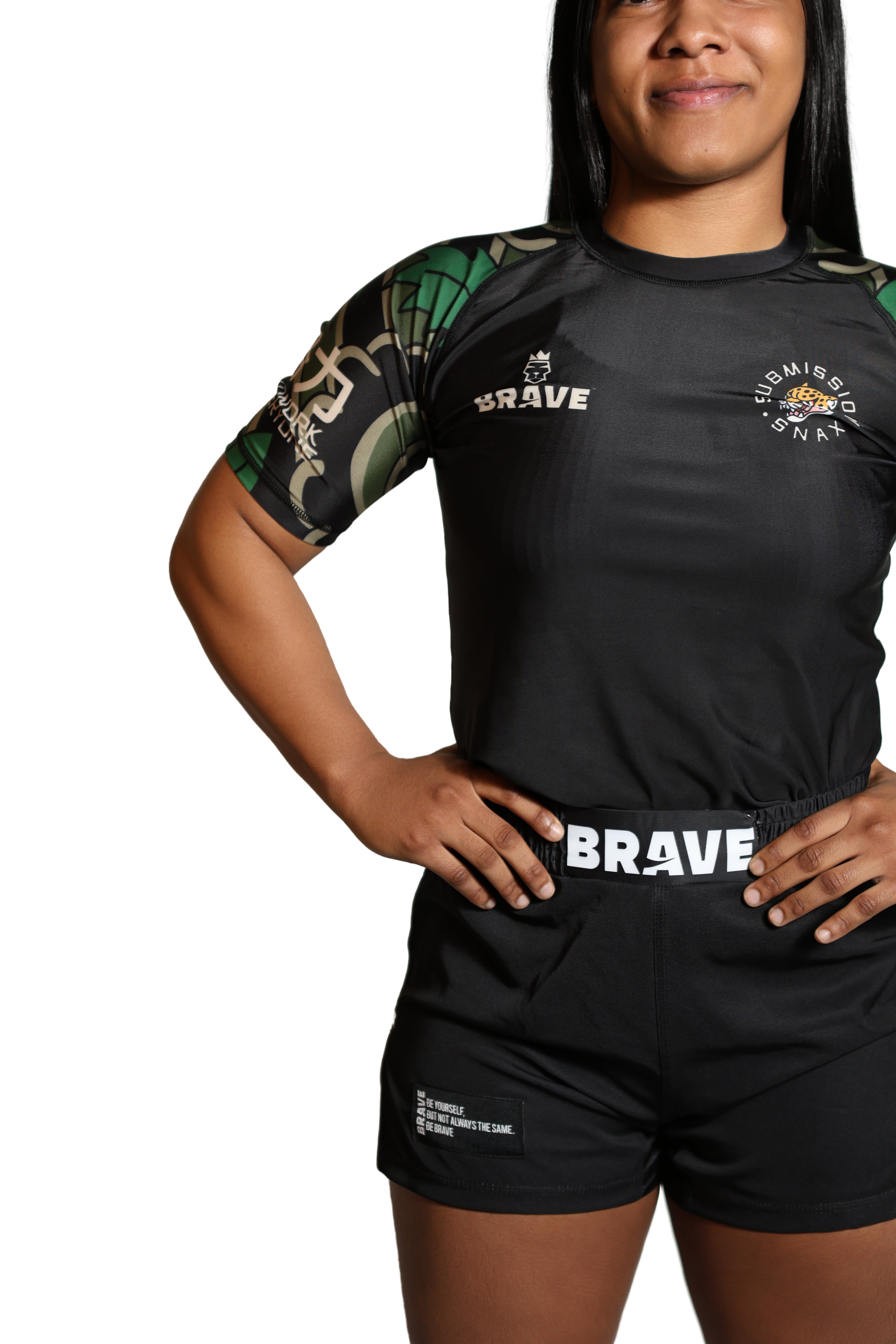 Brave Kimonos X Submission Snax  Jaguar Rash Guard short sleeve