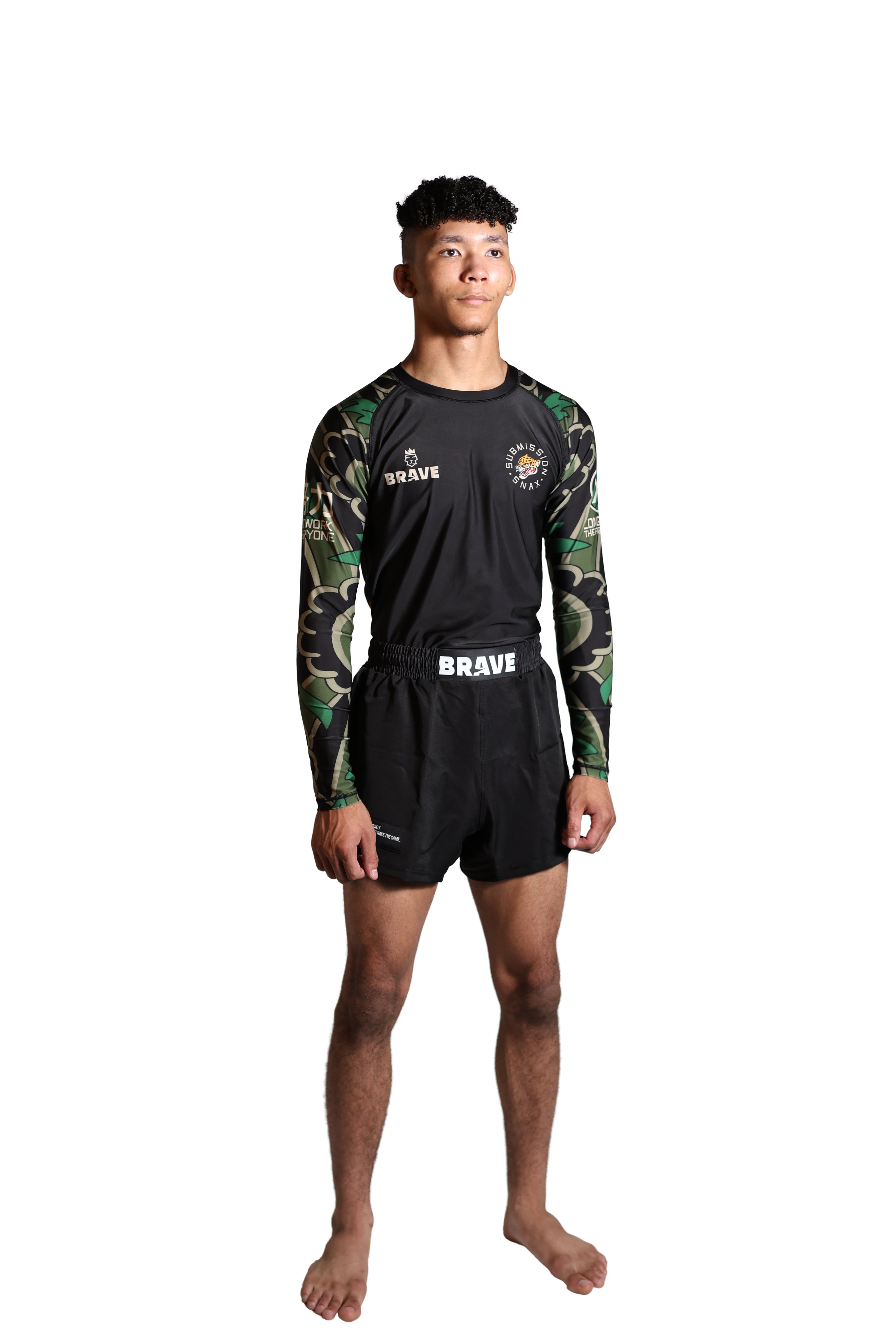 Brave Kimonos X Submission Snax  Jaguar Rash Guard Long sleeve