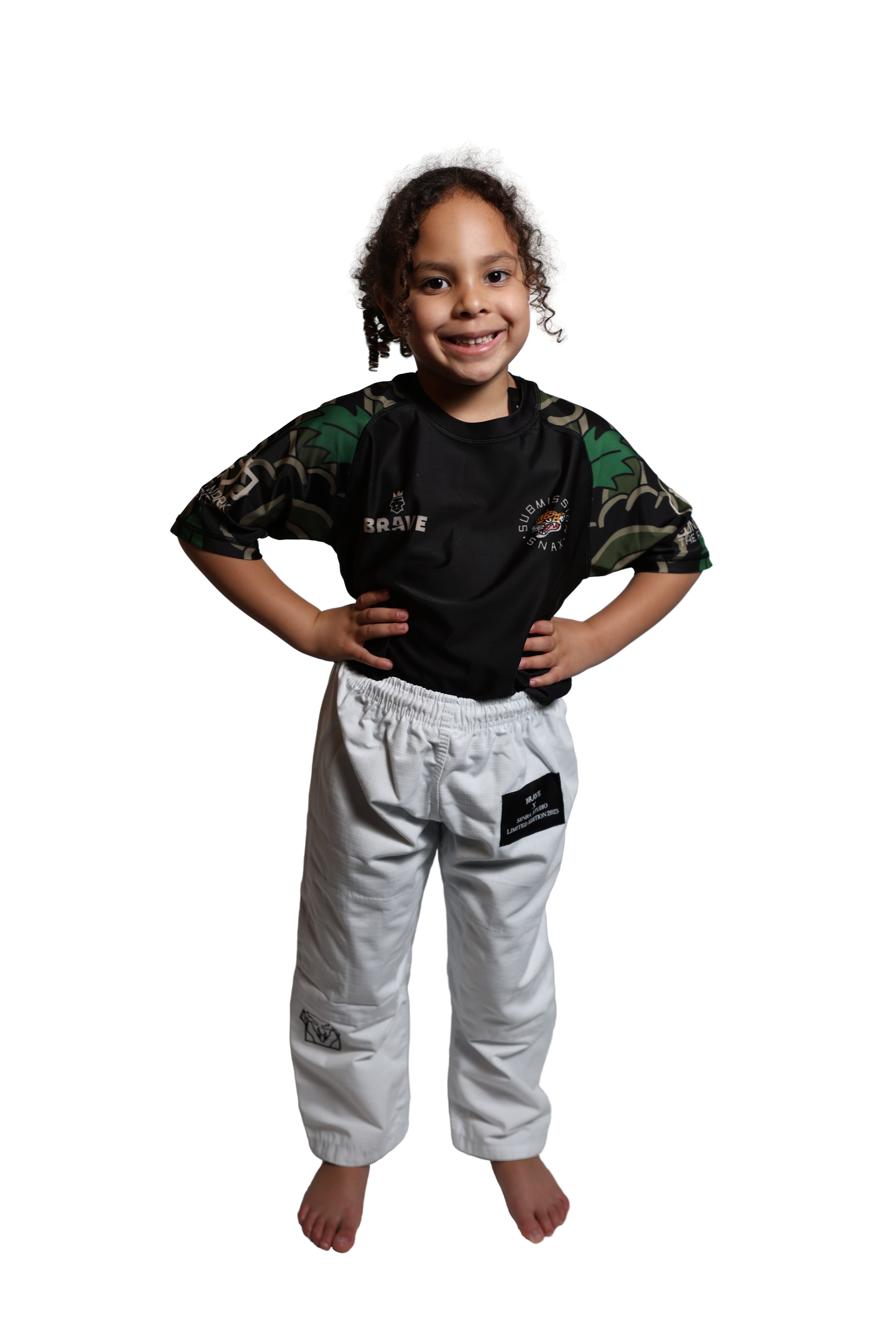 Brave Kimonos X Submission Snax  Jaguar Rash Guard KIDS