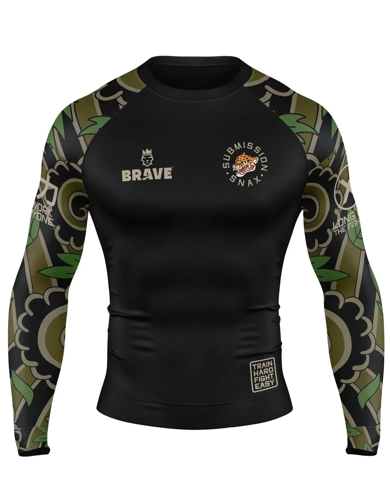 Brave Kimonos X Submission Snax  Jaguar Rash Guard Long sleeve