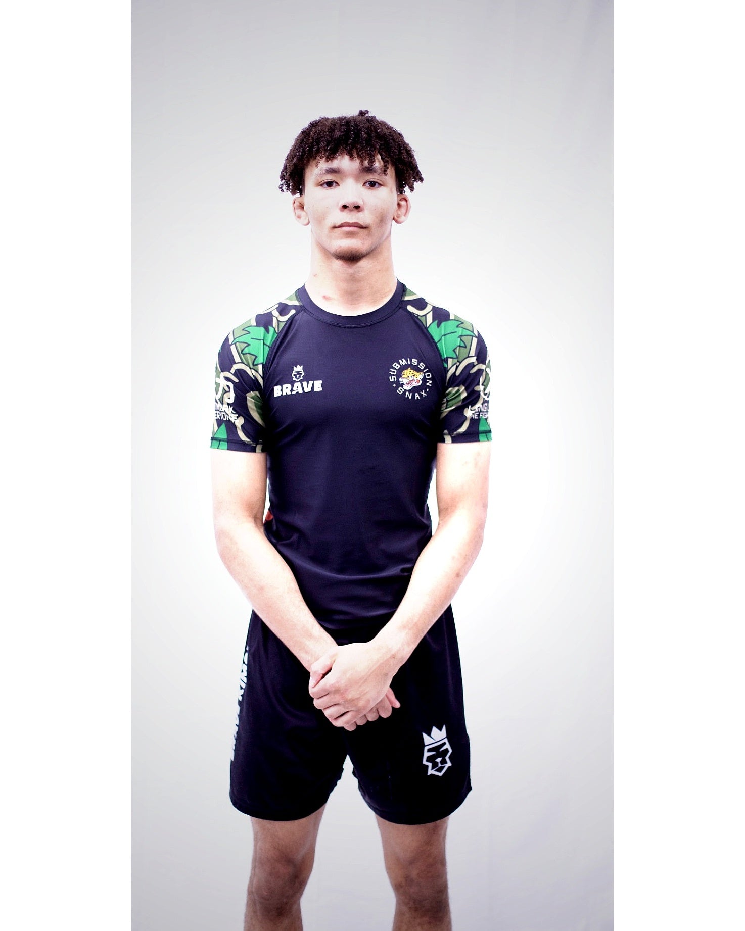 Brave Kimonos X Submission Snax  Jaguar Rash Guard short sleeve