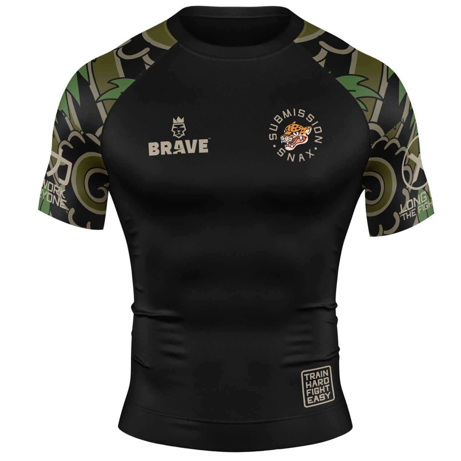 Brave Kimonos X Submission Snax  Jaguar Rash Guard short sleeve