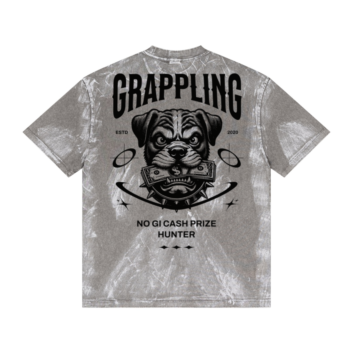 260GSM Unisex Painted Pigment-Wash T-shirt Medium Grey