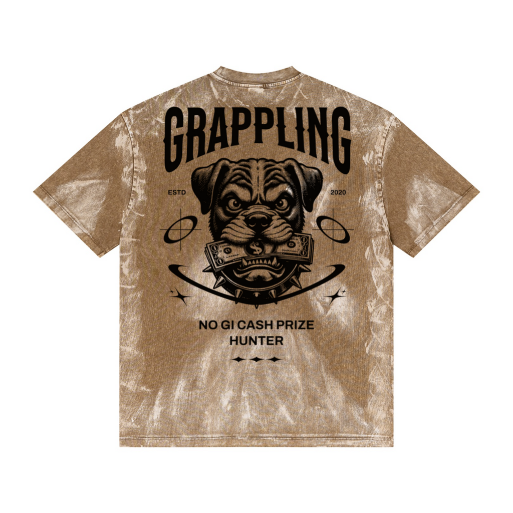 260GSM Unisex Painted Pigment-Wash T-shirt Coffee Brown